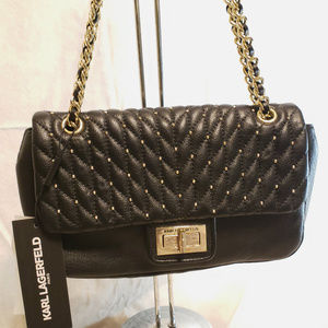 NWT Karl Lagerfeld Paris Leather Studded Crossbody
